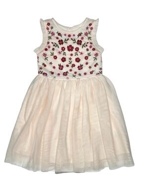 Cat & Jack Cream Dress with Pink & Burgundy Floral Embroidery
